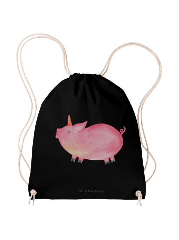 Mr. & Mrs. Panda Beutel Rucksack Einhorn Schwein ohne Spruch in Schwarz