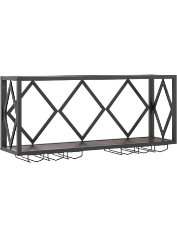 COSTWAY Weinregal Wand mit LED Beleuchtung in Braun