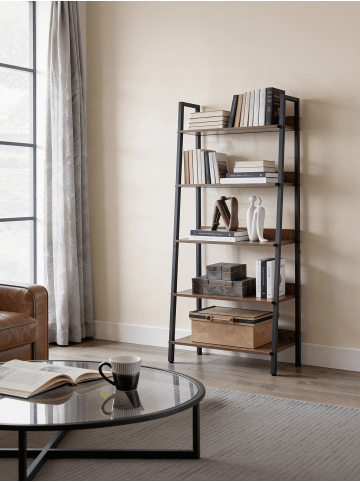 VASAGLE Bücherregal Barnet in Braun-Schwarz - (B)60 x (H)170 x (T)30 cm