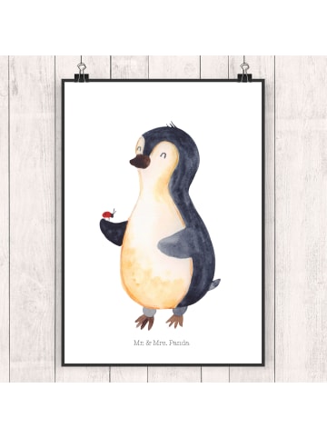 Mr. & Mrs. Panda Poster Pinguin Marienkäfer ohne Spruch in Weiß