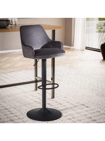 FineBuy Barstuhl in Grau / Samt / 45x45x106