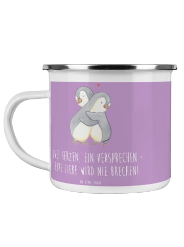 Mr. & Mrs. Panda Camping Emaille Tasse StandeMenschtliche Trauung V... in Lavendeltraum
