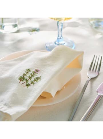 IB Laursen Stoffserviette SUMMER VIBES Creme Weiß mit THYMIANZWEIG