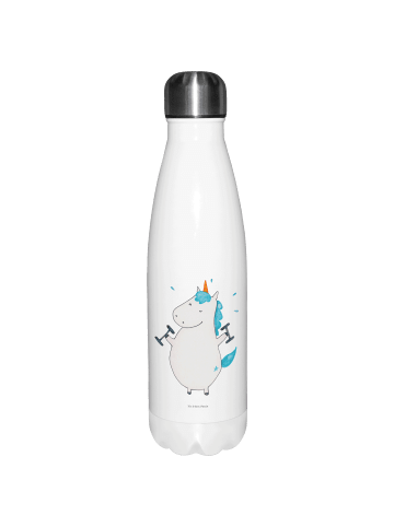 Mr. & Mrs. Panda Thermosflasche Einhorn Fitness ohne Spruch in Weiß