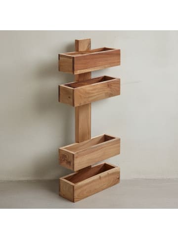 KADIMA DESIGN Zeitungsständer aus Massivholz, klassisch und stilvoll, viel Stauraum in Beige