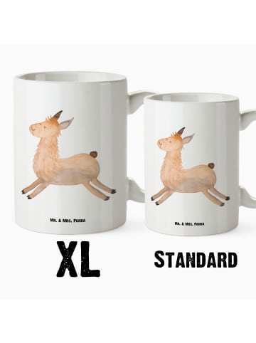 Mr. & Mrs. Panda XL Tasse Lama Springen ohne Spruch in Weiß