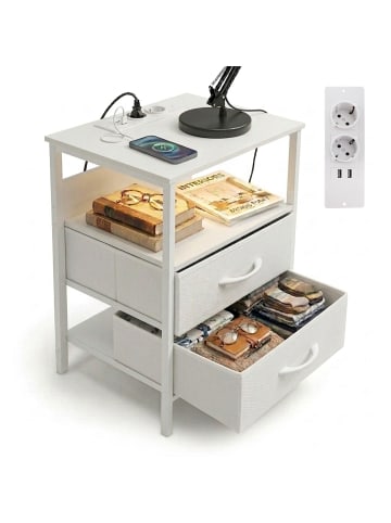 relaxdays Beistelltisch in Weiß - (B)40 x (H)60 x (T)30 cm
