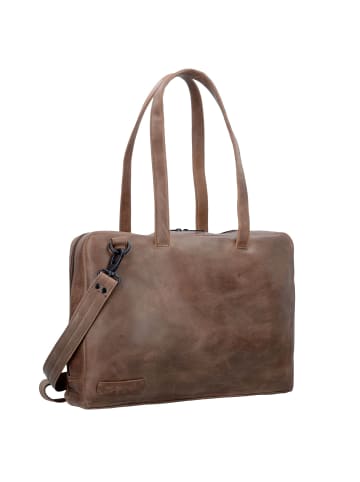 Plevier Pure Schultertasche Leder 43 cm Laptopfach in taupe