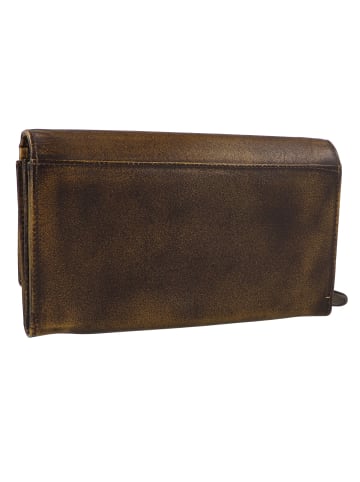 Greenburry Destressed Geldbörse RFID Schutz Leder 13 cm dirty yellow