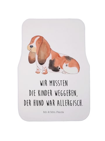 Mr. & Mrs. Panda Auto Fußmatte Hund Basset Hound mit Spruch in Weiß