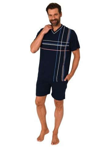 NORMANN kurzarm Schlafanzug Shorty Pyjama - 80485 in navy