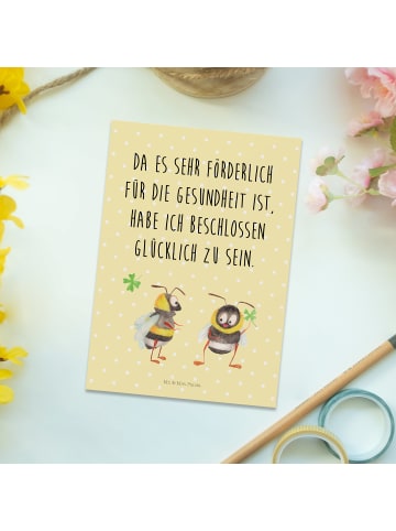 Mr. & Mrs. Panda bildkarte Hummeln Kleeblatt mit Spruch in Gelb Pastell