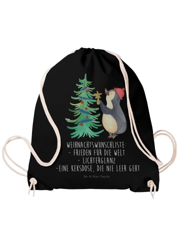 Mr. & Mrs. Panda Jutebeutel Pinguin Weihnachtsbaum mit Spruch in Schwarz