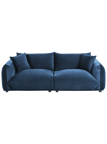 Beliani 3-Sitzer Sofa LUVOS in Blau/Braun - (W) 220 x (H) 75 x (L) 104 cm