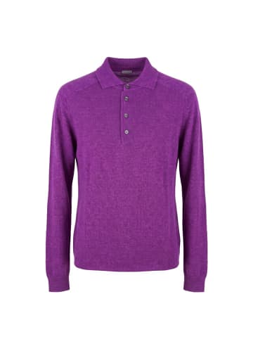 Malo Lila Seide Herren Langarm-Poloshirt