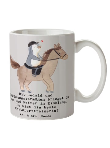 Mr. & Mrs. Panda Kaffeebecher Reitsport Trainerin Harmonie mit S... in Grau Pastell