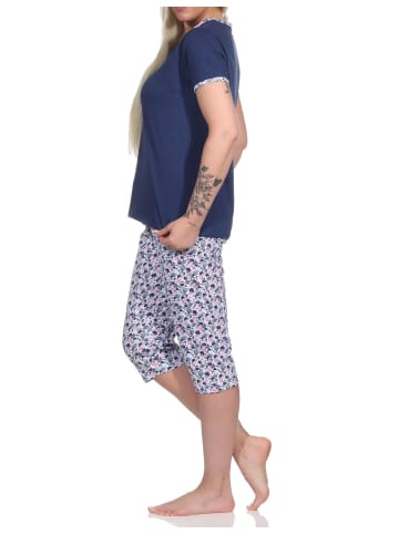 NORMANN Capri Pyjama kurzeSchlafanzug Caprihose - 74514 in marine