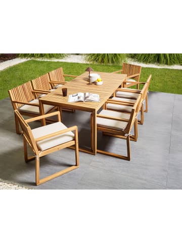 Beliani 17-tlg Gartentisch Set SASSARI PREMIUM  in Braun/Beige