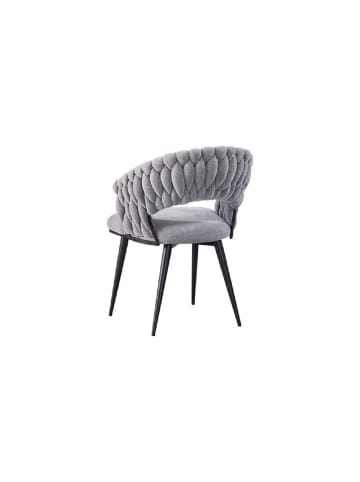 COFI 1453 Wave Esszimmerstuhl im 2er Set Moderner Stuhl mit geflochtenem Design in Grau