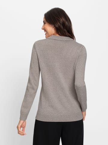 WITT WEIDEN Polopullover in taupe-meliert