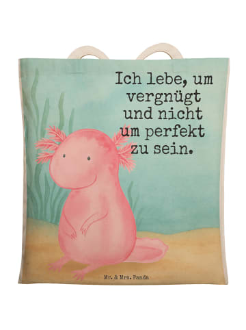 Mr. & Mrs. Panda Einkaufstasche Axolotl Niedlich Design mit Spruch in Weiß