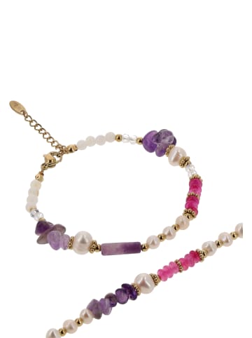 usha FESTIVAL Women Jewelry Set With Necklace And Bracelet in Violet Multicolor White