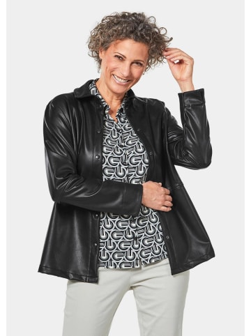 GOLDNER Kurzgröße:  Blusenjacke Lässige Blusenjacke in Lederoptik in schwarz