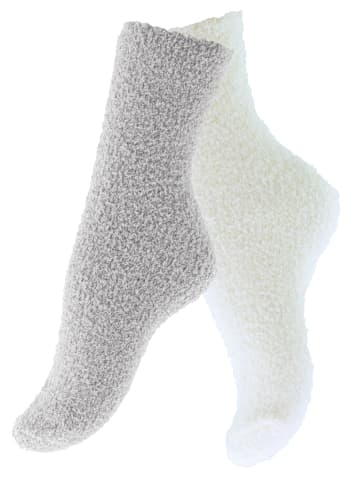 Yenita® Kuschelsocken 4 Paar in grau-weiss