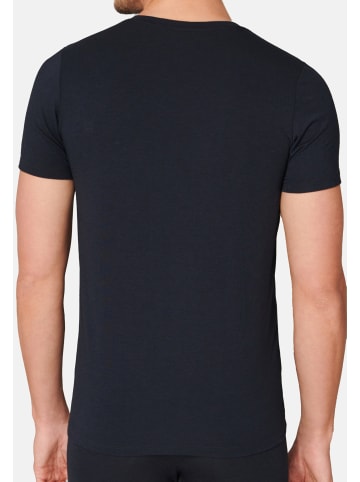 Schiesser Unterhemd / Shirt Kurzarm Long Lift Soft in Blauschwarz