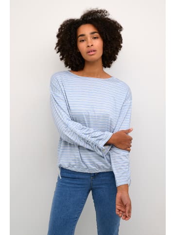 Kaffe Langarm-Bluse KAmathilde Loose fit in Turtledove/Blue Stripe