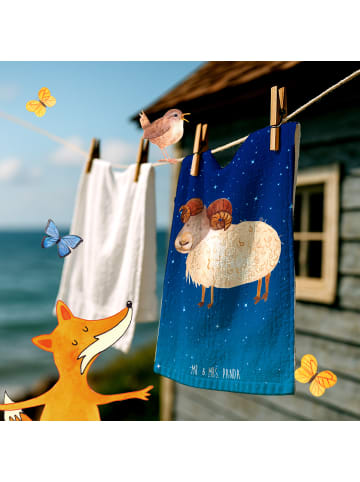 Mr. & Mrs. Panda Handtuch Sternzeichen Widder ohne Spruch in Sternenhimmel Blau