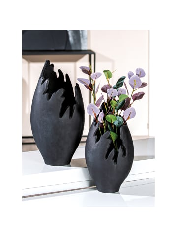 GILDE Vase Vulkano Flame anthrazitfarben - (H) 39 cm