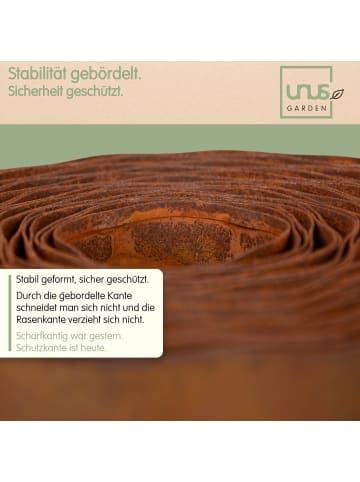 UNUS UNUS Rasenkante aus welligem Cortenstahl in verschiedenen Größen in Rost