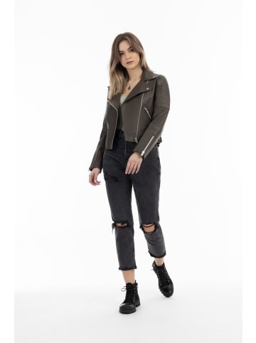 DreiMaster Damen Bikerjacke Aus Leder in Taupe