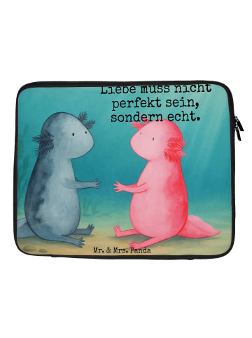 Mr. & Mrs. Panda Laptop Tasche Axolotl Liebe Design mit Spruch in Weiß