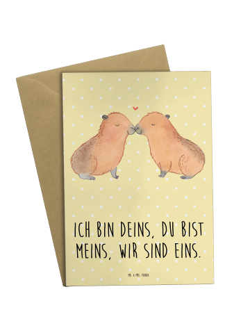 Mr. & Mrs. Panda Beileidskarte Capybara Liebe mit Spruch in Gelb Pastell
