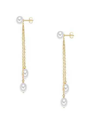 Valero Pearls Ohrhänger Sterling Silber Süßwasser-Zuchtperle in gelbgold