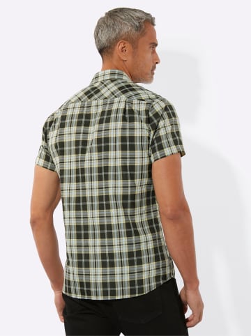 Sieh an! Kurzarm-Hemd in schwarz-zitrone-kariert