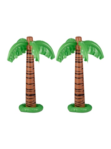 relaxdays 2 x aufblasbare Palme in Grün/ Braun