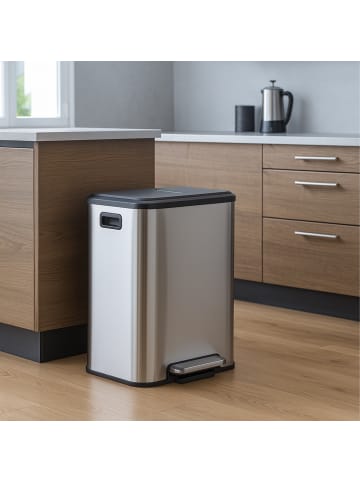 relaxdays Mülleimer in Silber - 2 x 15 Liter