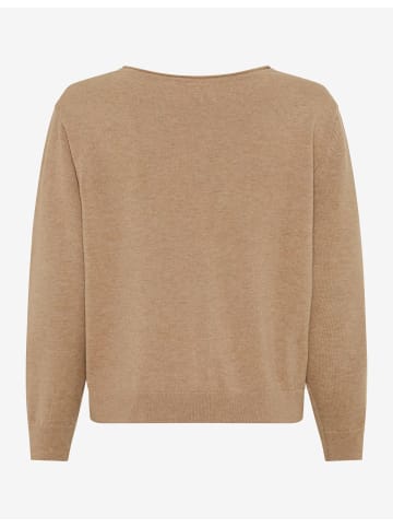 BRAX Strickpullover mit Cashmere und Ajourdetails in Walnuss