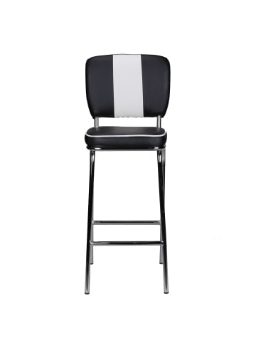 KADIMA DESIGN American Retro Barstuhl: Kunstleder, Chromfuß, 110 kg Belastbarkeit in Schwarz