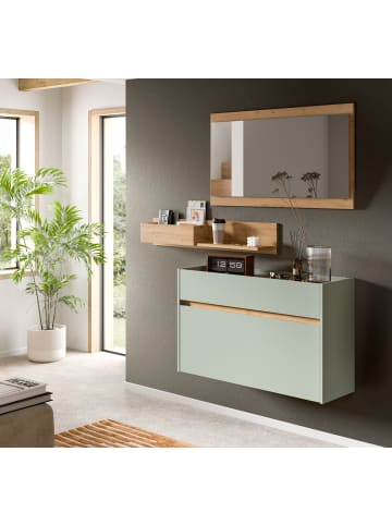 Inn.Furn Garderobe-Set Salbei und Artisan Eiche, Garderobe 3-teilig, 140 x 197 cm