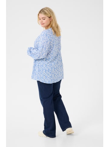 KAFFE curve Langarm-Bluse KCmahlena Regular fit in Blue/Chalk Graphic Print