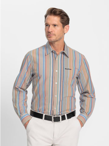 WITT WEIDEN Langarmhemd in camel-beige-gestreift