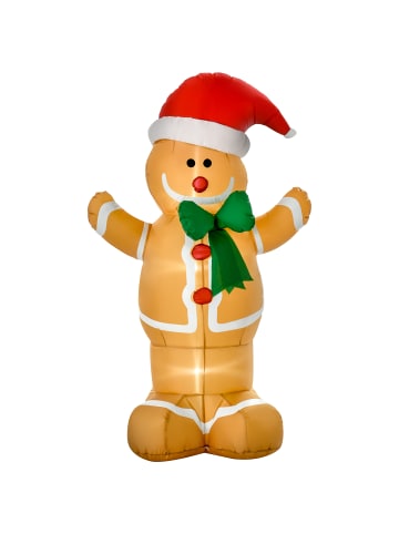 HOMCOM Aufblasbare Weihnachtsdeko-110L x 70B x 183H cm-Gelb