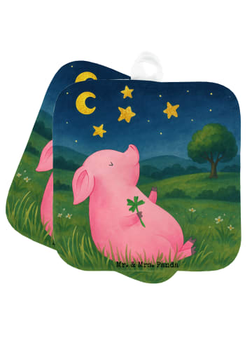 Mr. & Mrs. Panda Topfuntersetzer Schwein Glück Design ohne Spruch in Weiß