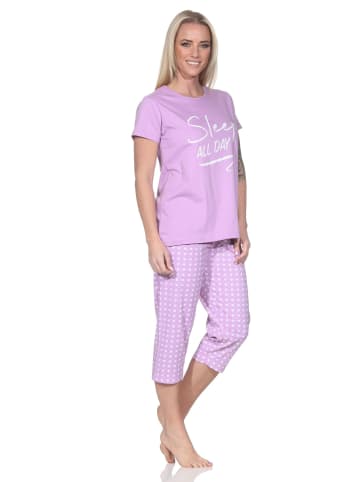 NORMANN Schlafanzug Caprihose kurzarm Karo-Optik 126 10 800 in lila