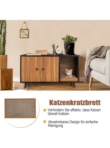 COSTWAY Katzenschrank mit Kratzbrett in Braun