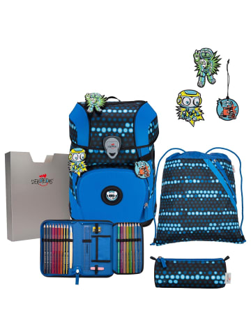 DerDieDas ErgoFlex Tiny Exklusiv Superflash - Schulranzen Set 5 tlg. 900g (Paradise) in Blue Robot